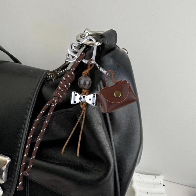 Fashion Keychain Bag Charm Enhancing Style with Practical Alloy and Leather Bags Pendant for Daily Commute or Travel