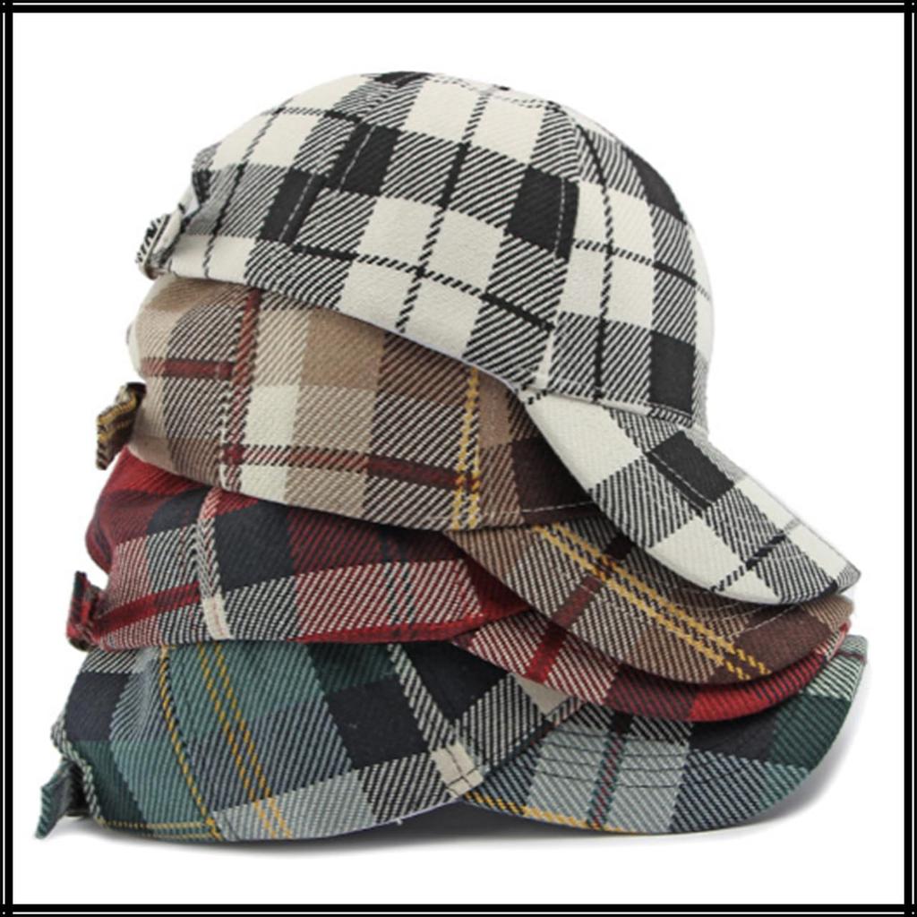 White Fang Checkered for Men and CZA330 Cap, Stylish, Casual, Trendy, Cute, Women, (Red)