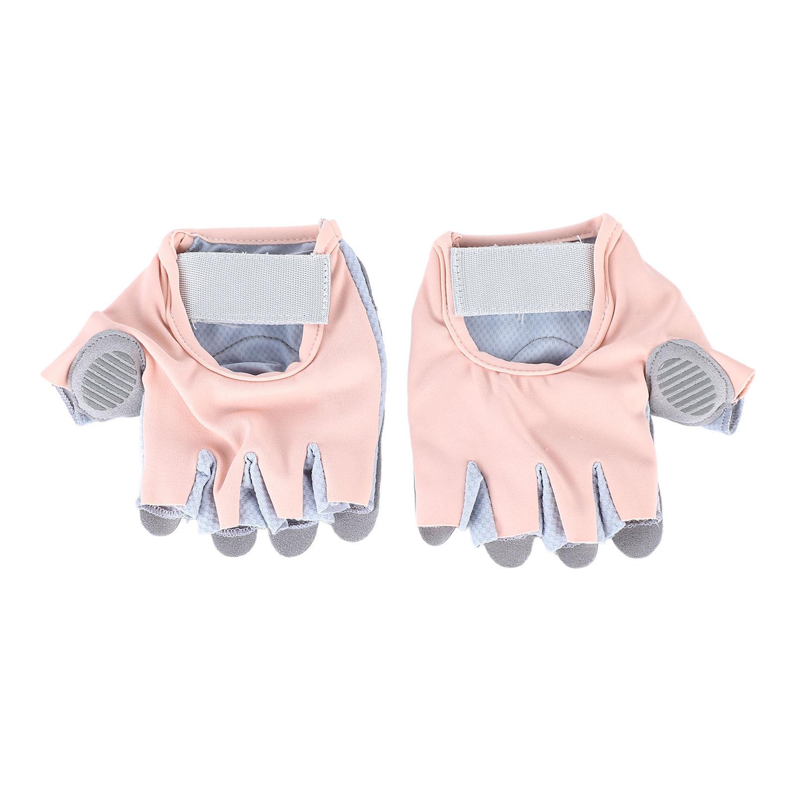 Half Finger Fitness Gloves Full Palm Protection Breathable Fingerless Exercise Gloves Pink