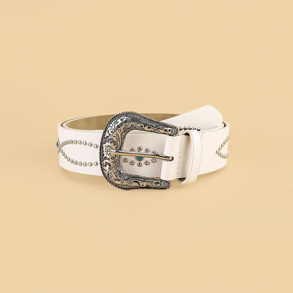 Trendy Retro Inlaid Gem Belt Female, Punk Style Personality Hottie Decorative Belt