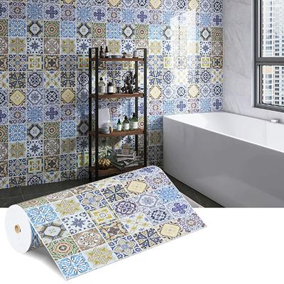 Kitchen PVC Heat-resistant Sticker European Style Grid 0.4 X 1m Kitchen Oil Resistant Wallpaper