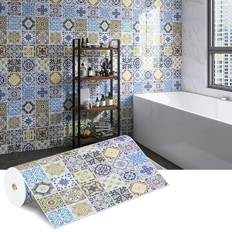 Autocolant rezistent la ulei și căldură pentru bucătărie, stil european, cu grilă, 0,4 x 1m, tapet pentru blatul de bucătărie