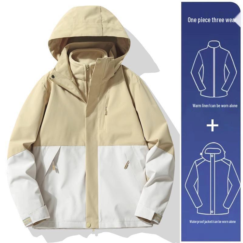 

Unisex Outdoor Color Block Windbreaker: Trendy, Windproof, Waterproof 3-in-1 Jacket for Tibet, Mountaineering. 2XL