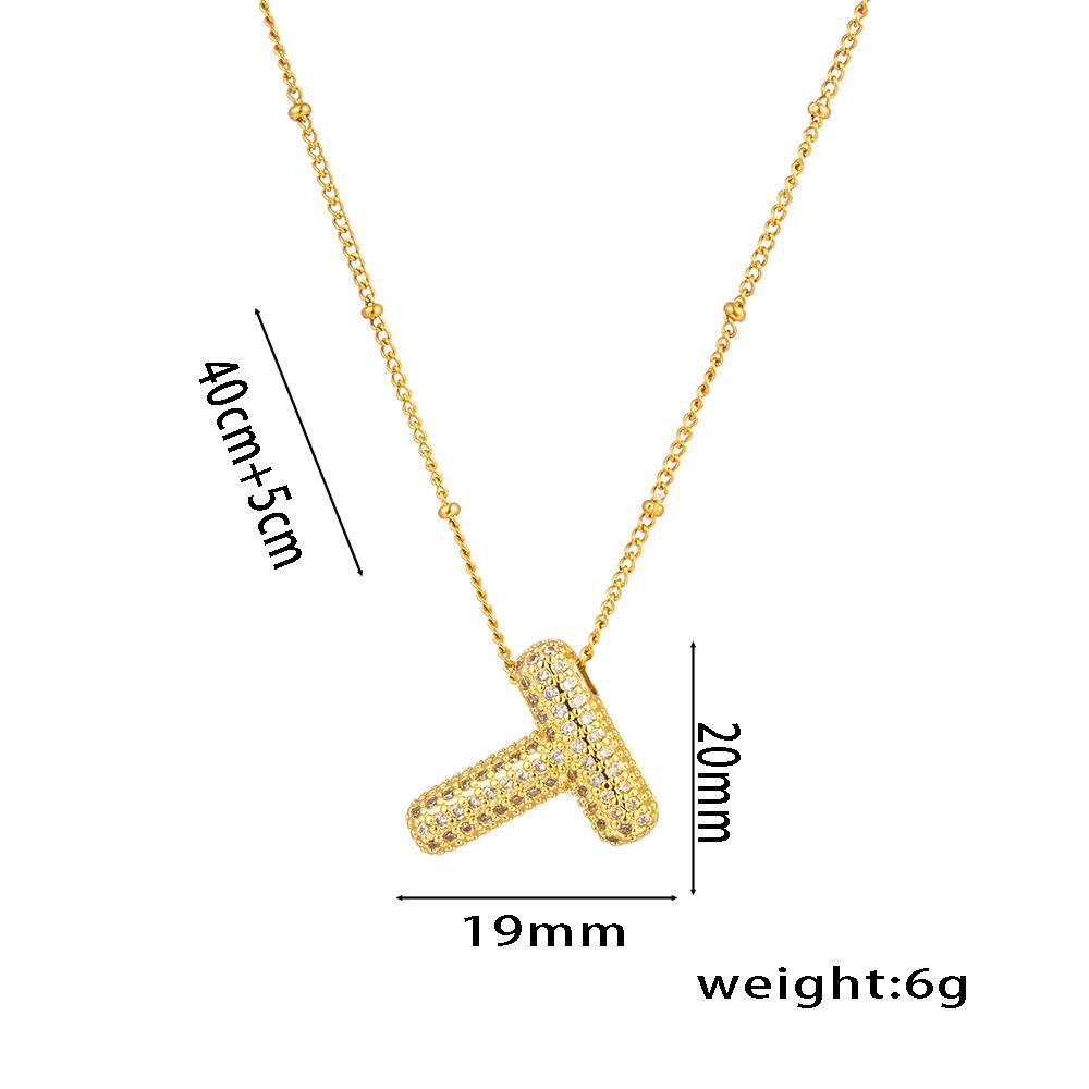Fashion 26 Bubble Letter Initial Pendant18k Gold Plated Micropaved Full Zirconia Stone Chain Couple Necklace Women Jewelry