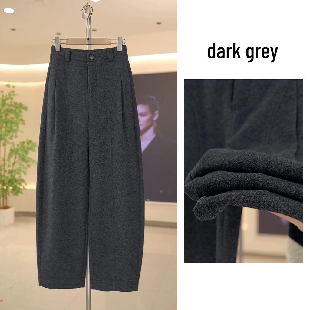 Women's High-Waisted Wool Wide-Leg Pants - Autumn Winter 2025 Bestseller with Velvet Slimming Base.