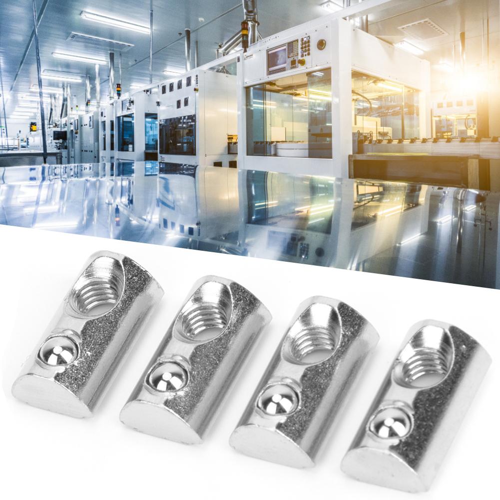 50Pcs Round Roll T Slot Spring Nut Nickel Plating Carbon Steel Connection Fittings(M8 )