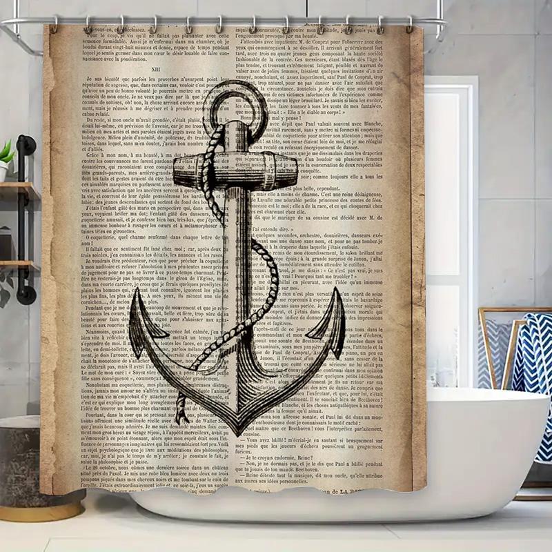 

Vintage Floral Shower Curtain Farmhouse Bathroom Decor Botanical Print Rustic Style Linen Look Waterproof Washable Home Accents W60H190(CM)-1 Pcs