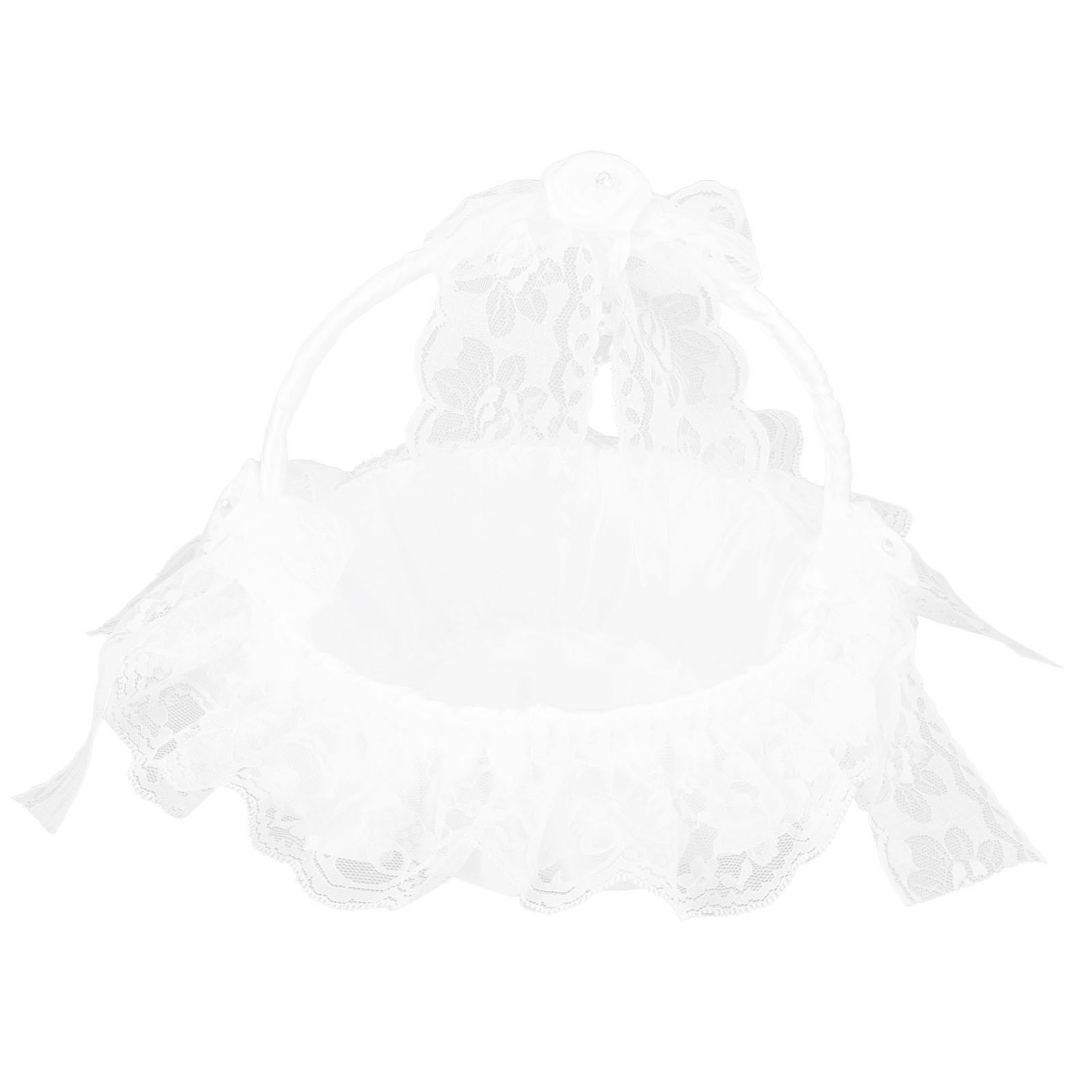 Свадебная корзина для цветов с белым кружевом, романтичная, легкая, элегантная корзина для свадьбы