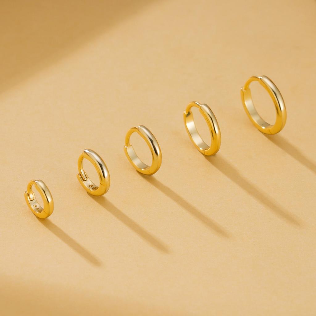925 Sterling Silver Gold Tiny Hoop Earrings , Minimalist Small Huggie Earrings for Women Men, Dainty Stackable Circle Ear Hoops