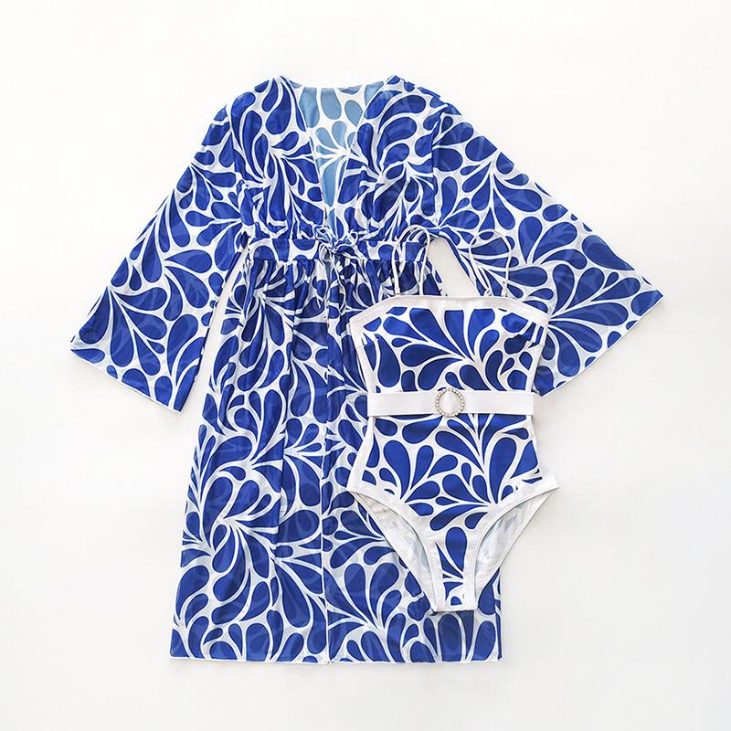Dvoudílné bikiny s vysokým pasem Nové plavky s potiskem Dámské plavky Kimono Dámské sexy plavky Plavky Plavky Plážové oblečení