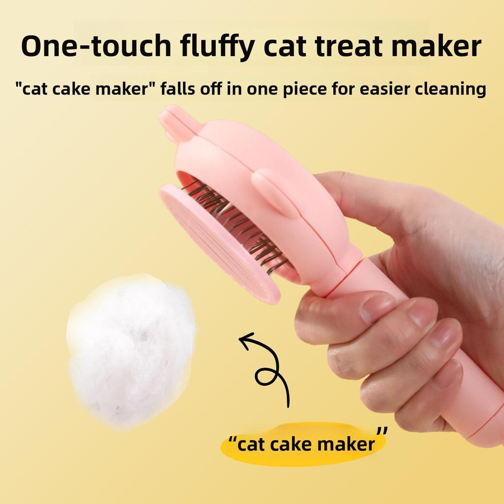 1 Stück Kaninchen-Enthaarungsbürste, Katzenknoten-Enthaarungsgerät zum Entfernen von losen Haaren, Selbstreinigender Kamm für Katze und Hund, Tierkamm