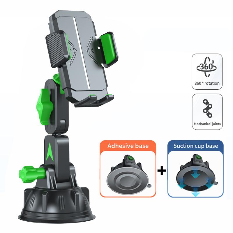Car Phone Holder with Powerful Suction Cup Silicone Base for Dashboard and Windshield - Universal Navigation Phone Mount