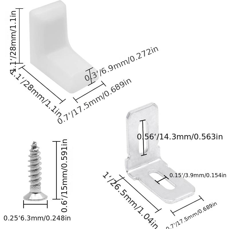 40pcs White Plastic Right Angle Bracket L Brackets, Metal 90 Degree Corner Brace Corner Support for Wood Shelf Chair Cabinet Bo