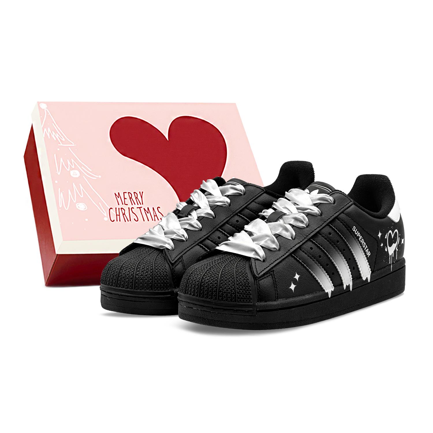 

Adidas Originals Superstar 2 GS Couple s, Fairy Tale Heart, Minimalist Style, Versatile, Vintage Casual Low top JH9977(Team1655-S-BOX) 38⅔