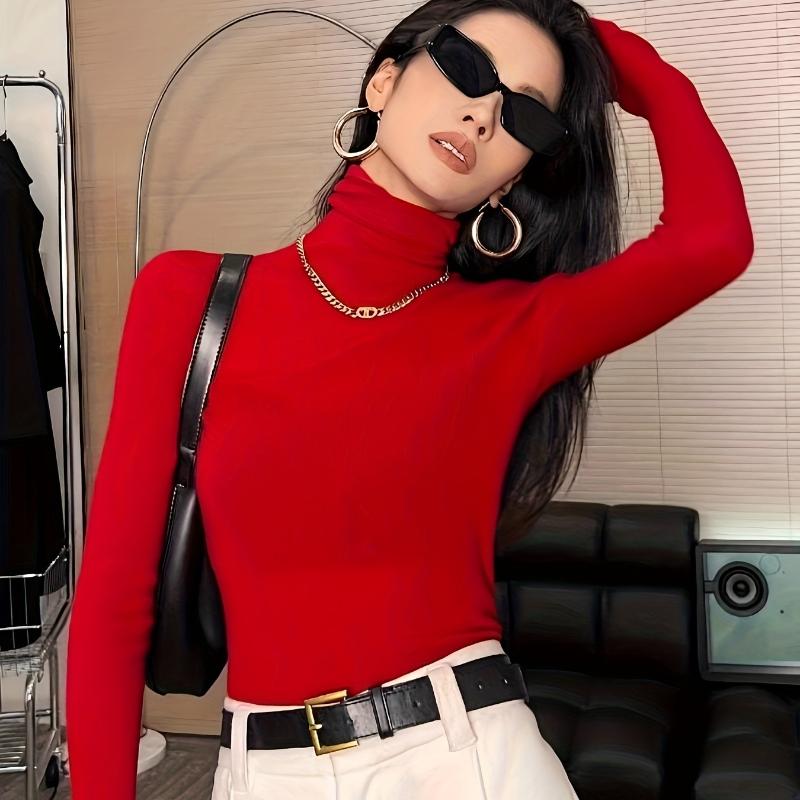 Soft and Plush Turtleneck Sweater for Women, Autumn/WinterNew Style, Body-Hugging High Neck Base Layer for Women