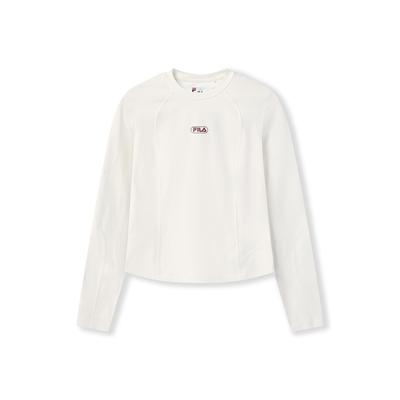 Αρχικό Casual Απλό Στενή Εφαρμογή Κοντό Πλεκτό Μακρυμάνικο T-Shirt Γυναικεία Τοπ Νεφο-Λευκό F11W549208FIV