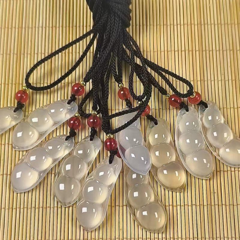Natural Chalcedony Lychee Jelly White Agate Translucent Pendant DIY Jewelry Accessory