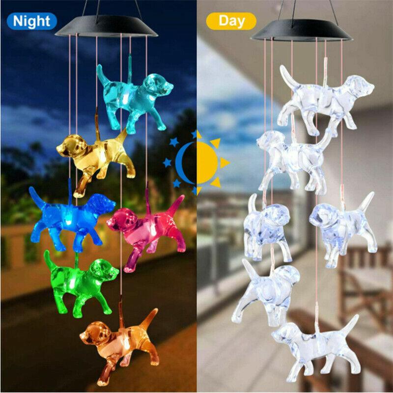 LED Solar Wind Chime Crystal Ball Hummingbird Wind Chime Light Color Changing Waterproof Hanging Solar Light For Home Garden