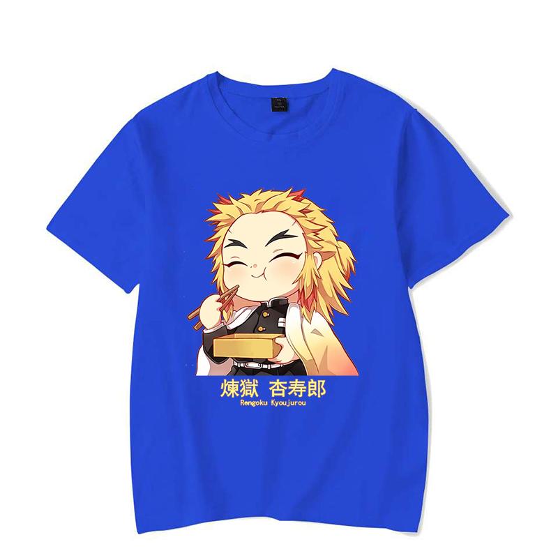 Cute Rengoku Kyoujurou Printed T-shirts Women Unisex Casual Loose Round Neck Creative Personalized Anime T-shirts