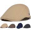 Solid Color Retro Newsboy Caps Cotton Flat Visor Cap Fashion Vintage Berets Hat Male Female
