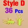 36Pcs Rockfishing Soft Lures 30mm Micro Rubber Artificial TPE Worm Baits Floating Freshwater Swimbaits Silicone Tackle Pesca