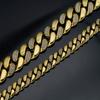 Pvd 18k Gold Color Hip Hop 11MM 15MM 19MM Width 316 Stainless Steel with Two Rows Rhinestone Iced Out Cuban Link Chain Bracelet