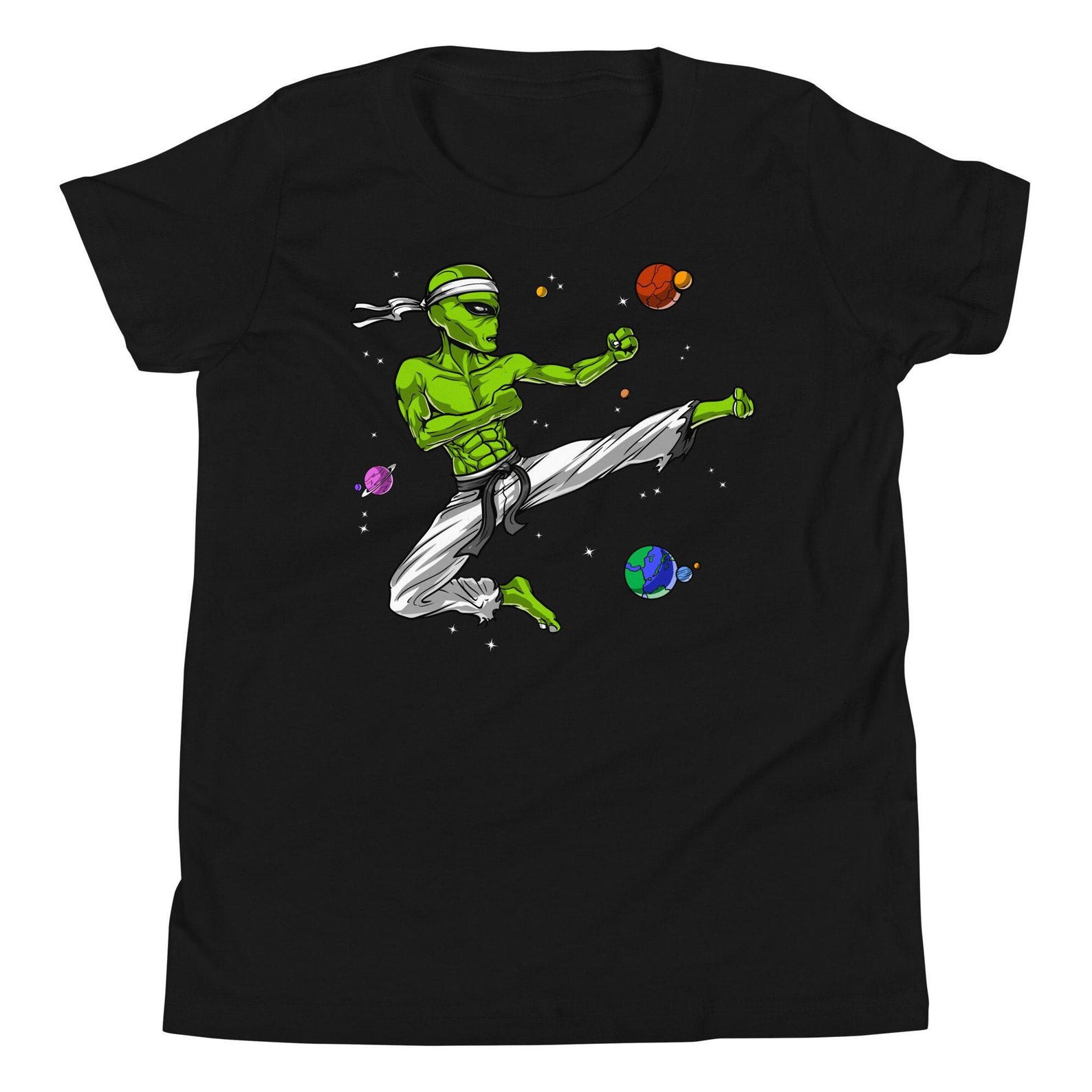 Space Alien Karate Kids T-Shirt, Karate Boys Tee, Martial Arts Kids Shirt, Karate Clothing, Funny Alien Clothes, Karate Apparel 150