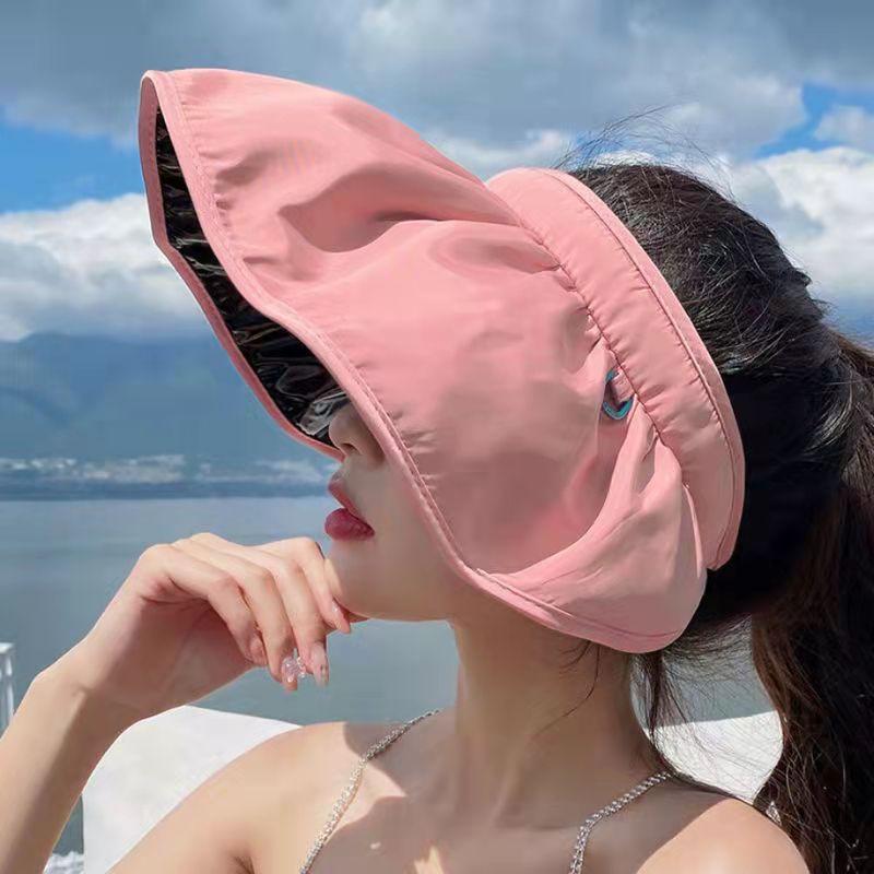 Summer vinyl sunscreen hat women's new sun hat empty top sun hat breathable shell hat beach hat