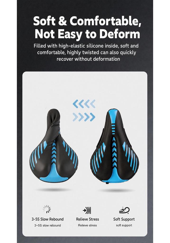 3D Ergonomic Silicone Bike Saddle Cover, High Elastic Shock Absorption, Breathable Non-Slip Cushion for Mountain Cycling