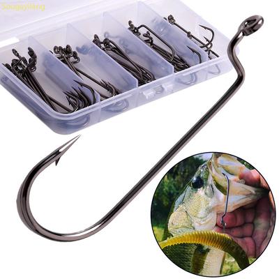 SOUGAYILANG Fishing Hooks 50Pcs Steel Fishing Hook Set Hook For Freshwater/Saltwater Fishing