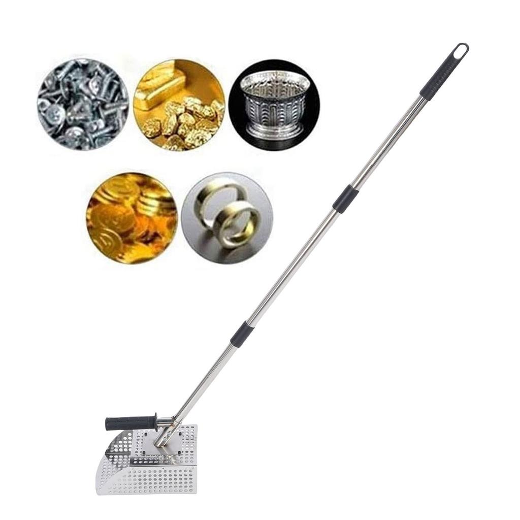 Metal Detection Sand Scoop, Stainless Steel Metal Detector with Handle Detecting Sand Sieve Shovel for Underwater Treasure Hunting