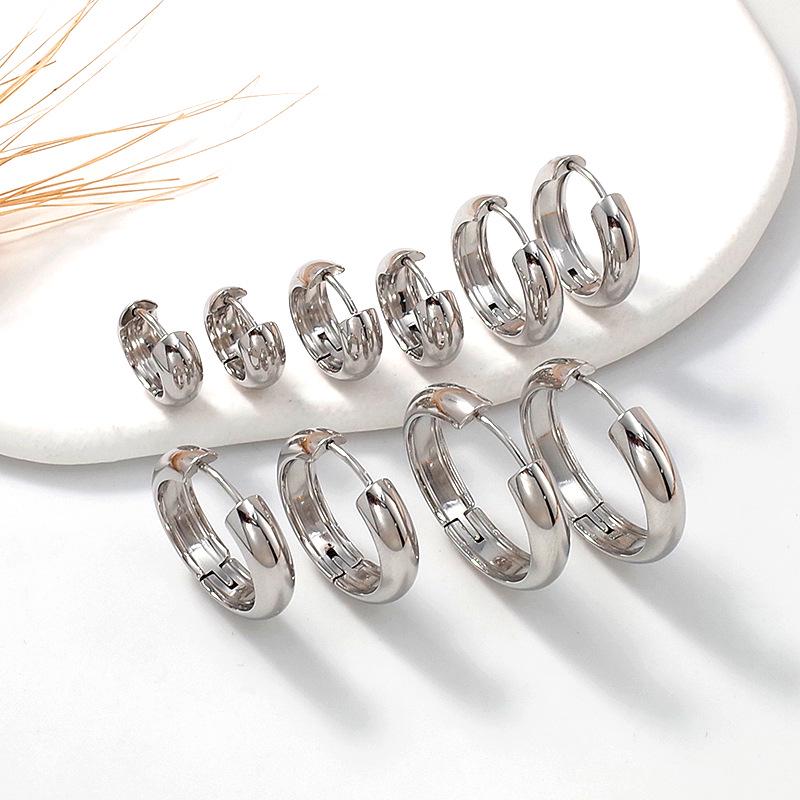 Trendy Titanium Steel Minimalist Hoop Earrings: Polished, Lightweight, Versatile, and Fashion-Forward for Men and Women
