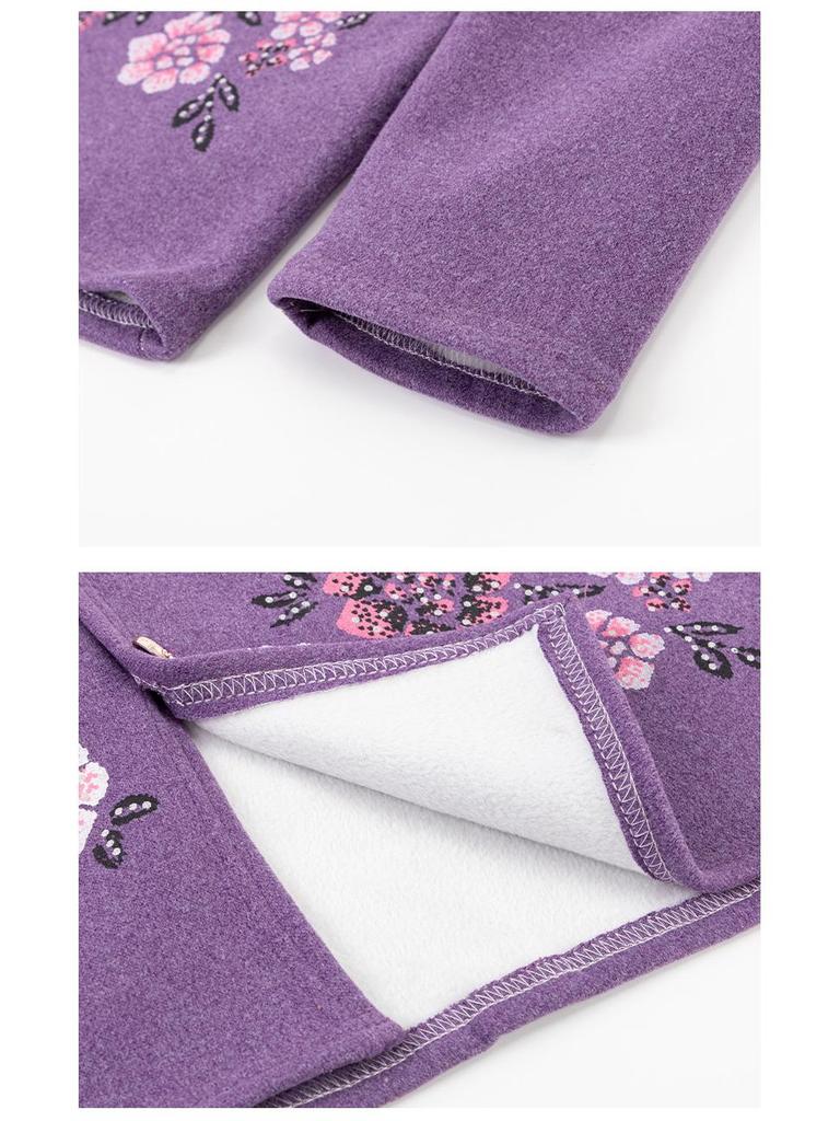 Elderly Women's Fleece-Lined Winter Underwear Set - Warm Pajamas & Cardigan