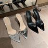 Slippers Women Wear High-heeled Sandals In Summer, Thin Heels and Pointed Toes, Love Rhinestone Temperament, New Models In Spring and Autumn 2025