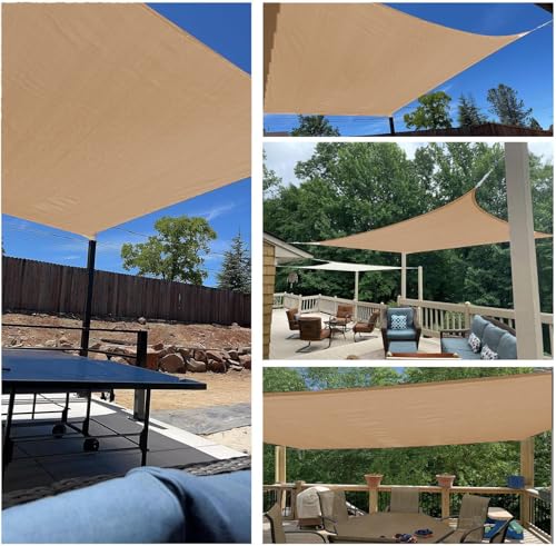 YEZOND Waterproof Sunshade, 2M*4M, Beige, Sun Shade, Rain Protection, Blackout Netting for Outdoor Gardens, Balconies, Privacy Screen, D-Shaped Metal