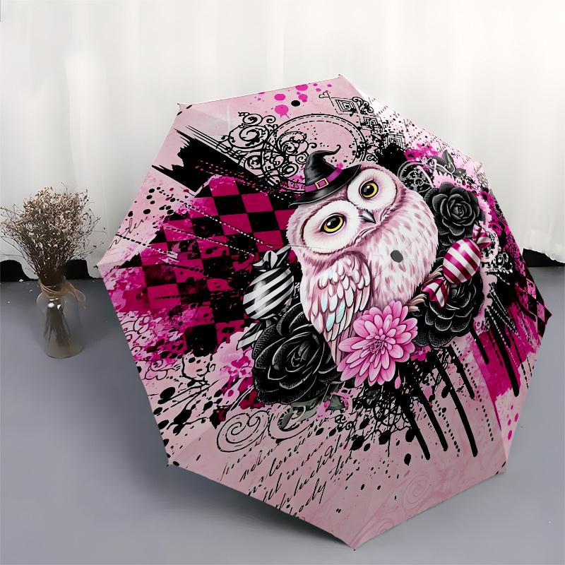 1pc Witchy Owl Artwork Umbrella with Plastic Handle,Suitable for All Seasons UmbrellaPT561