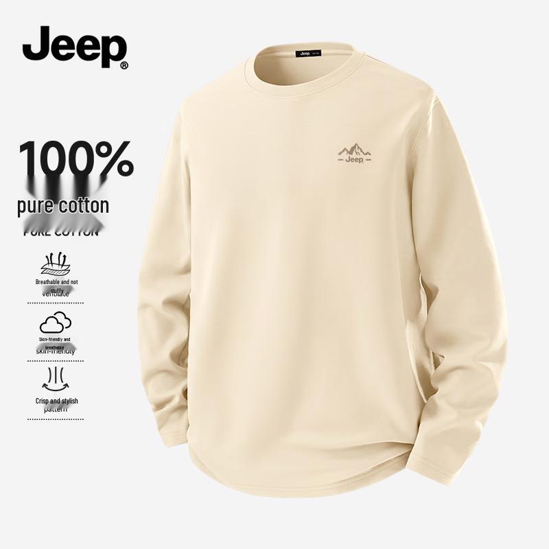 JEEP Men's Heavyweight Pure Cotton Long Sleeve T-shirt