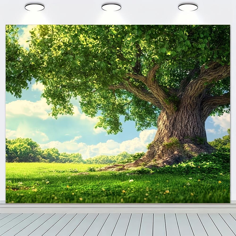 Serene Summer Grove Wall Tapestry For Living Room Decor, Featuring A Majestic Old Oak Tree With Lush Green Foliage Spreading