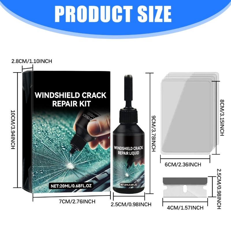 Windshield Crack Repair Kit Professional 0.05mm Tool Restores Structural Integrity Includes Cleaning Fluid And UV Shield