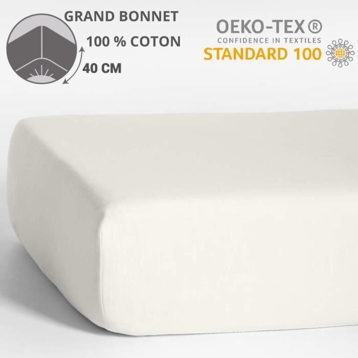 HOMEROKK Fitted Sheet 200 X 200 Cm - 100% Cotton - 40 Cm Cap - White