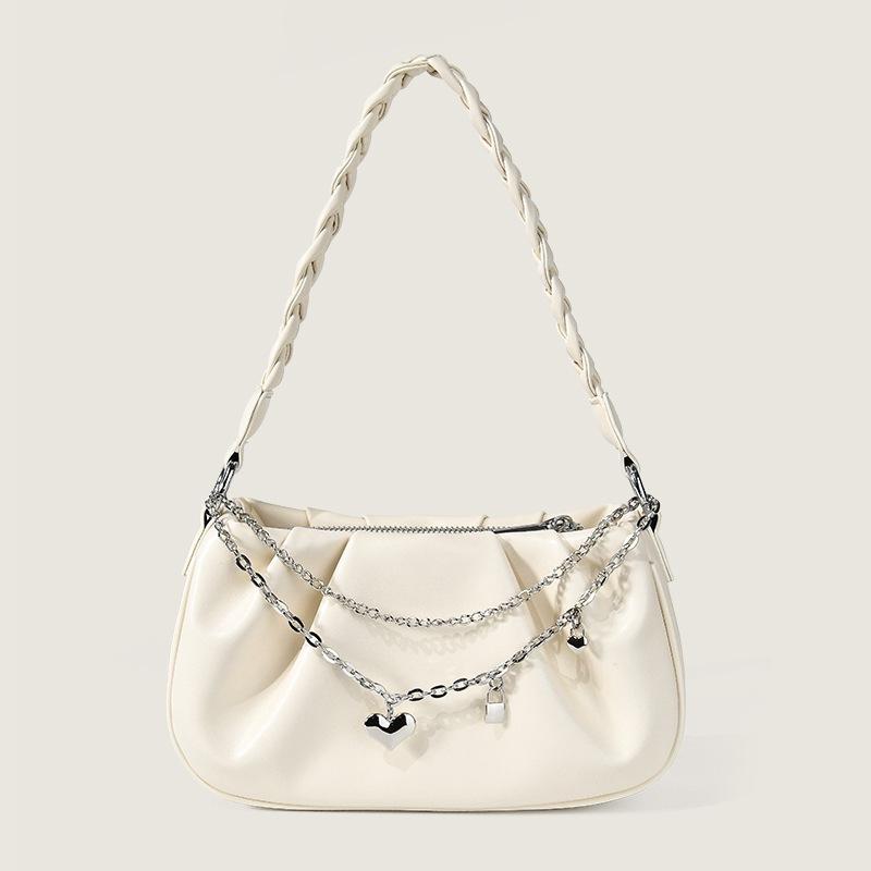 

Сумка Niche Design Женская плиссированная сумка-облако, простая, стильная сумка на молнии с цепочкой под мышкой кремовый