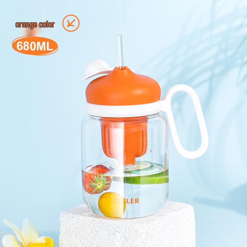 Dilebell Tea Infuser Glass Tumbler with Straw