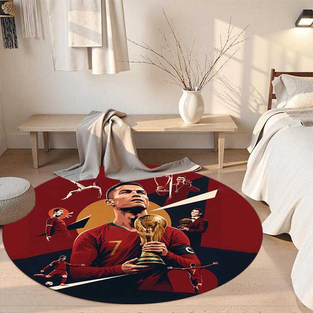 Cristiano Ronaldo Round Area Rug Perfect for Entryway Foyer Living Rooms Decorate room Antislip Round Carpet Office home decor
