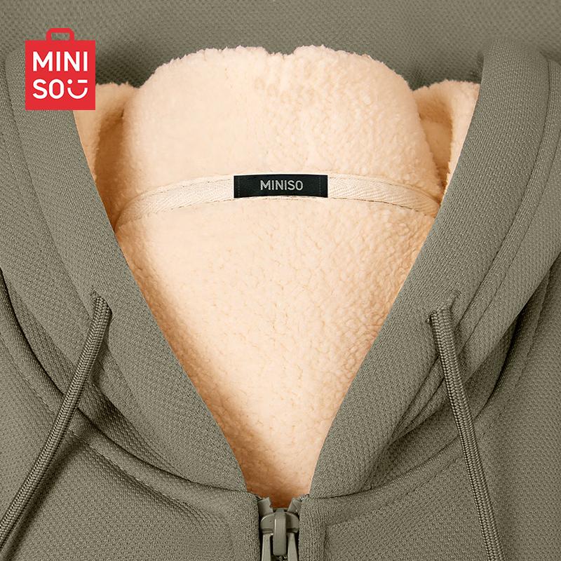 

MINISO Men s Heavyweight Fleece-Lined Zip Hoodie M