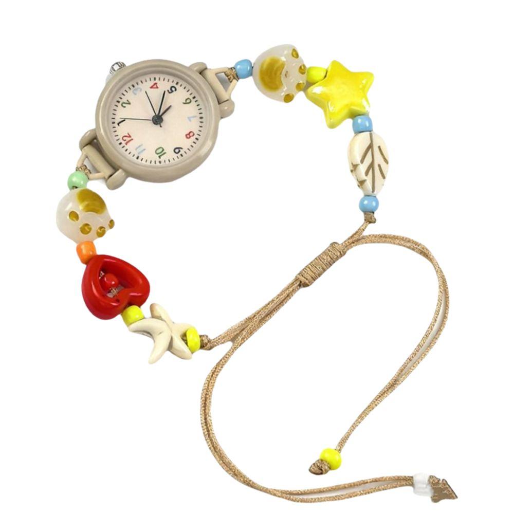Beaded Star Heart Chain Watch Adjustable Quartz Watch Fashion Bracelet Watch  Women Girls