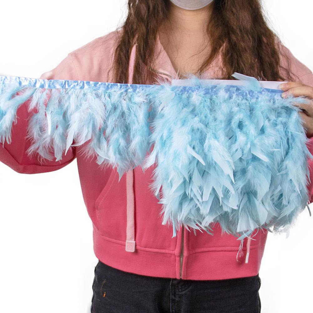 Multicolor Natural Turkey Feather Trim Ribbon 4-6 Inches Fluffy White Marabou Feathers Trims Lace for Party Skirt Clothing Decor