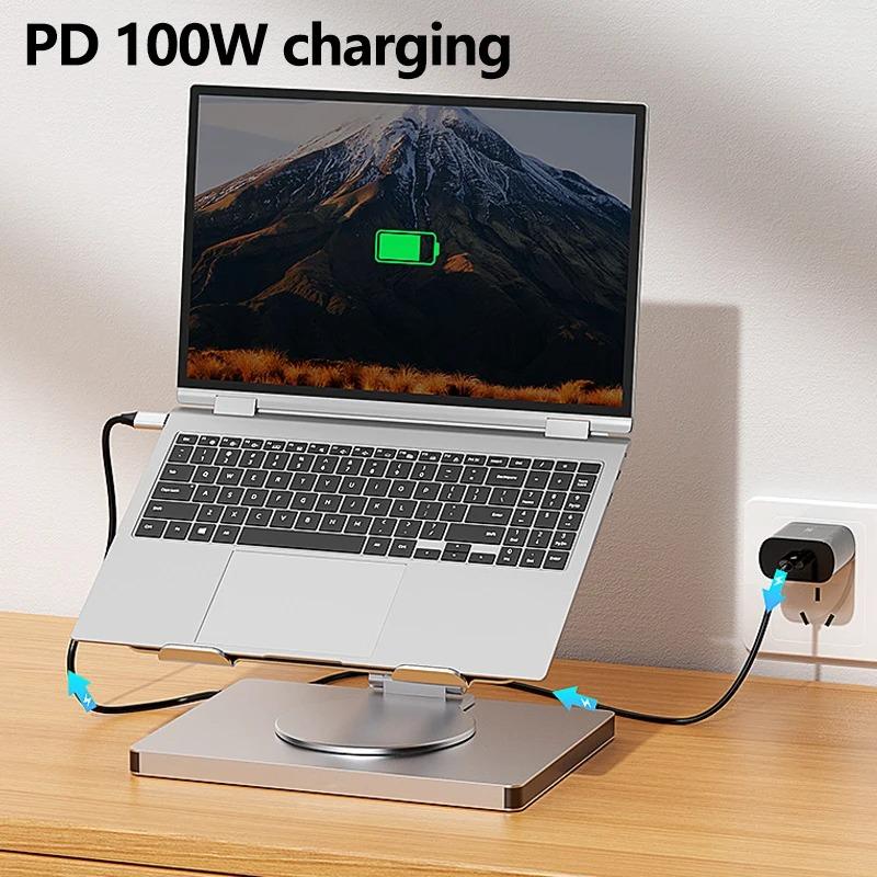 Foldable Laptop Stand with USB Hub Card Reader RJ45 Universal Bracket Holder 360° Rotatable Universal Bracket Holder