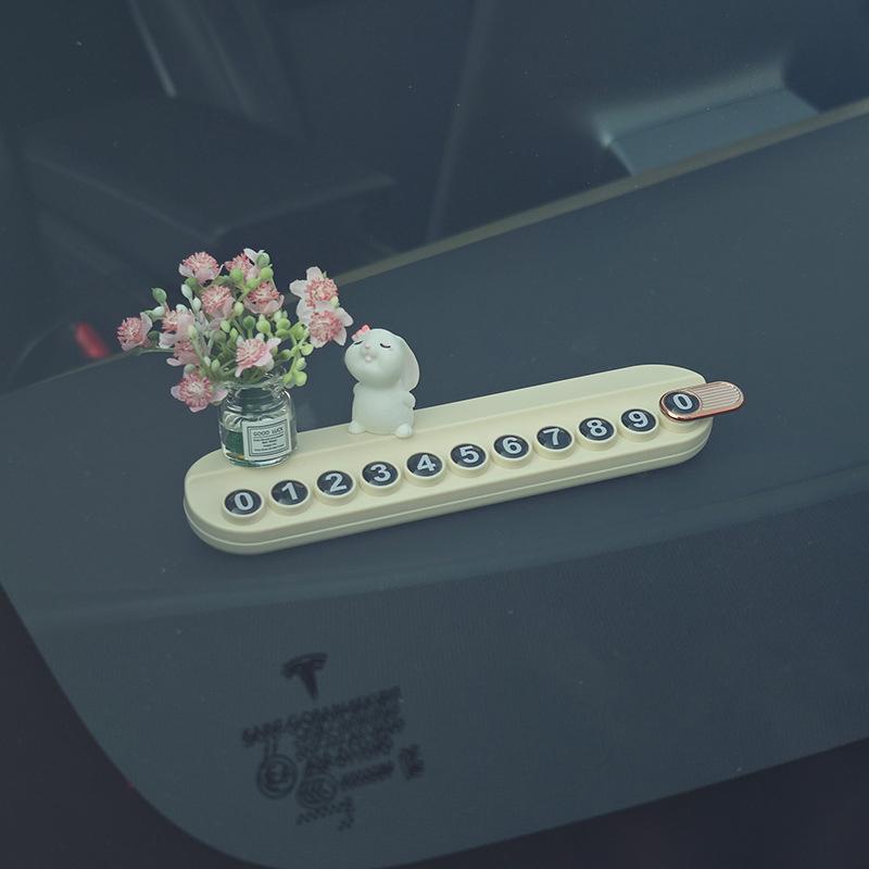 1 Set  Car Healing Doll Ornaments Cute Mini Vase And Rabbit Car Center Console Window Decoration
