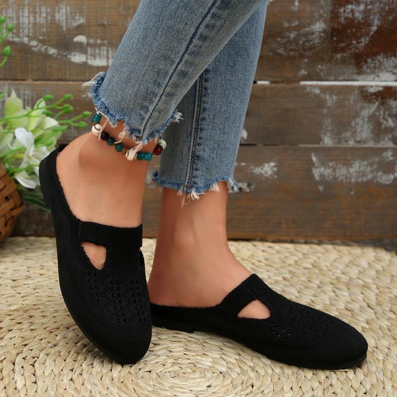 

Fashion 2025 Brand Shoes Female Closed Toe Women s Slippers New Hollow Out Casual Plus Size Light Comfortable Concise Flat Slippers 36 чёрный