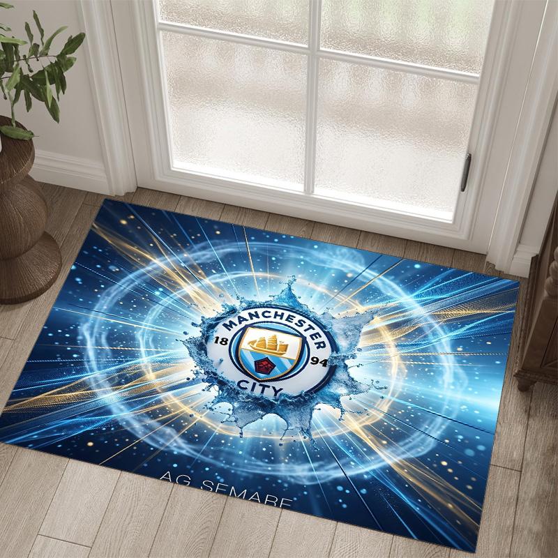 Manchester City Design Crystal Velvet Carpet Cozy Non?Slip Printed Rug For Bedroom Living Room Entrance